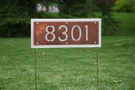 metal address sign for house|metal house number yard sign.